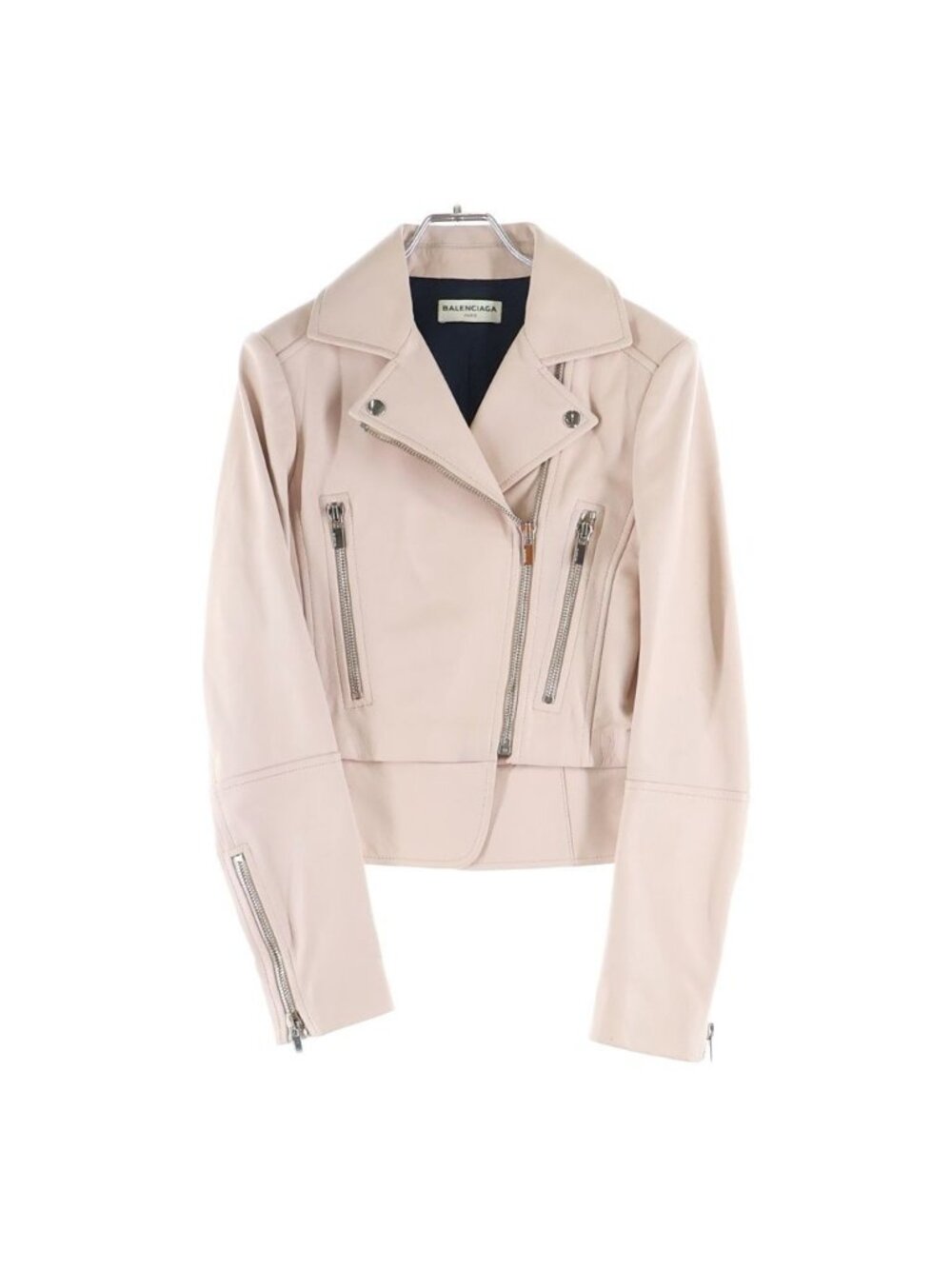 Balenciaga Lambskin Cropped Double Rider's Jacket Pink
